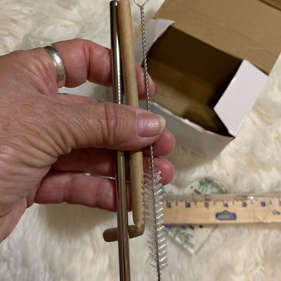 Ladies retirement gift wine/drink cup with stainless straw & brush & heart decor - Picture 10 of 10